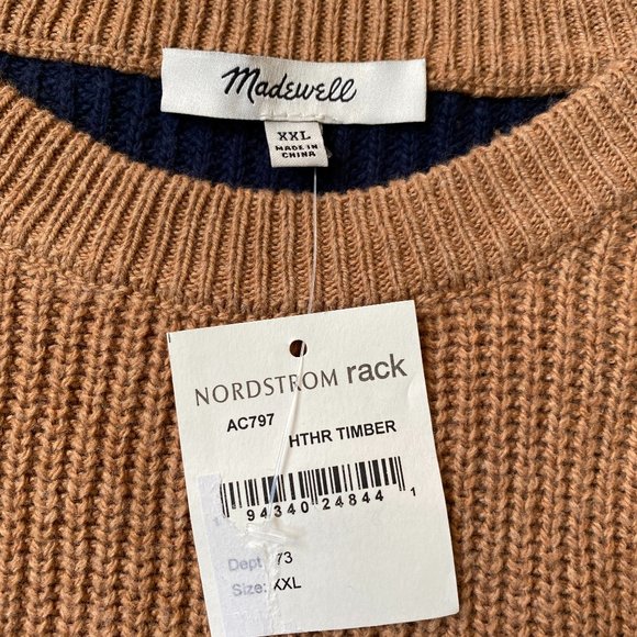 Madewell BNWT crew neck colorblock sweater pocket - Picture 7 of 10